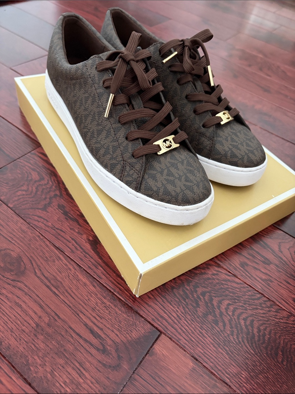 Michael Kors Women’s Brown MK Logo Low-Top Sneakers (has been used twice)